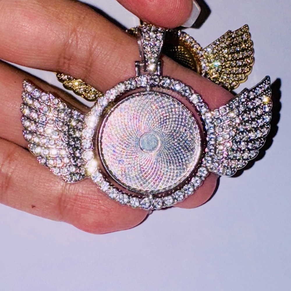 Spinning Custom Picture Pendant, Memory Charm, Angel Wing Memorial Pendant SALE!